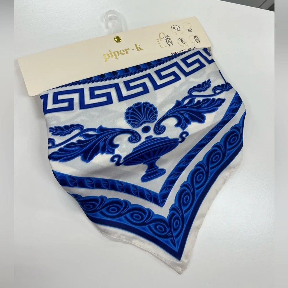 NWT ⚜️💙⚜️ Piper K Gorgeous Satin Head Scarf Bandana Head Wrap - Picture 4 of 7